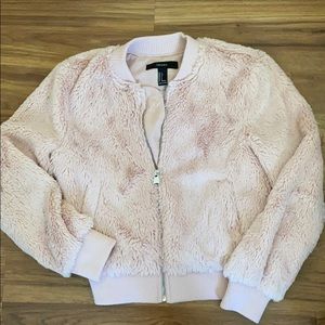 Pink fur zip up coat